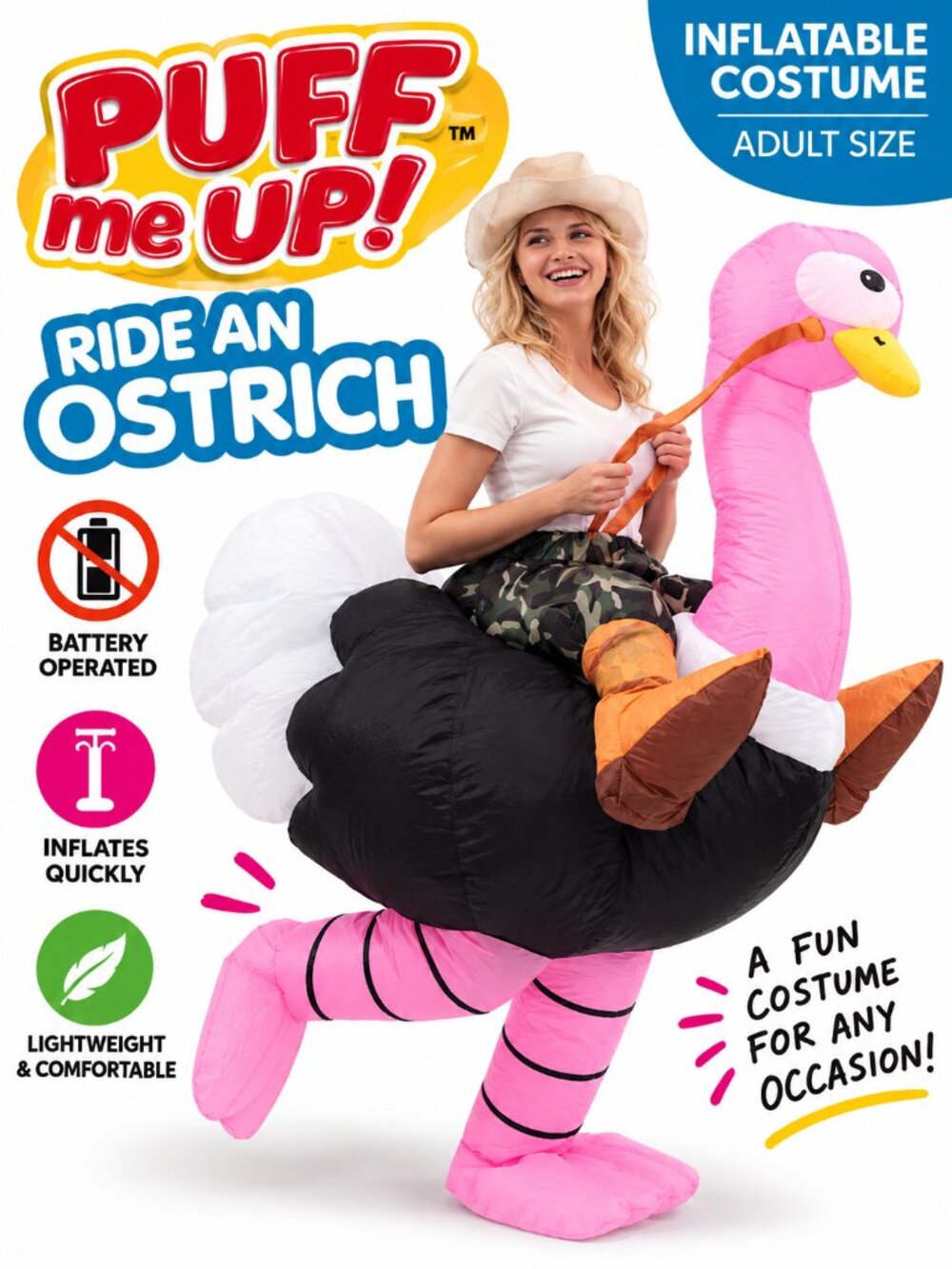 Puff Me Up Inflatable Ride-On Ostrich Halloween Costume Adult One Size